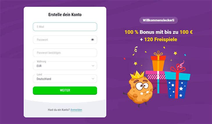 Wie registriert man sich im Cookie Casino?