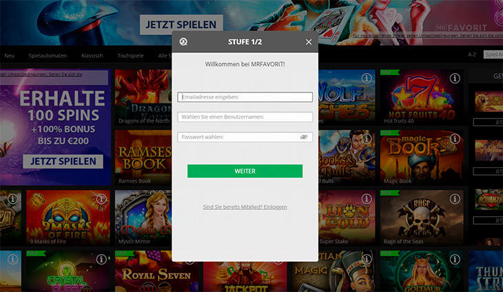 Wie funktioniert die Anmeldung im MrFavorit?