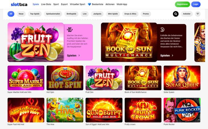 Welche Online Spielautomaten kann man bei Slottica finden?