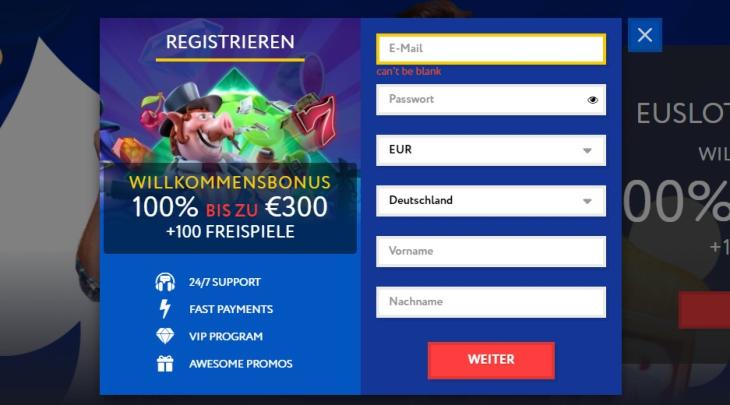 Wie registriert man sich in diesem Casino